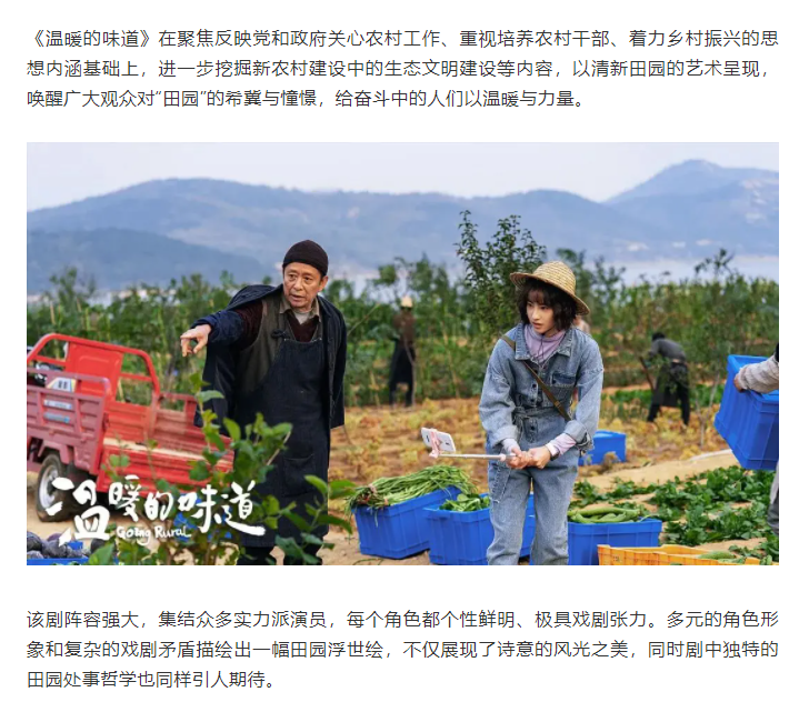 以溫暖現(xiàn)實(shí)主義之魂描繪鄉(xiāng)村振興之路 電視劇《溫暖的味道》安徽衛(wèi)視開播